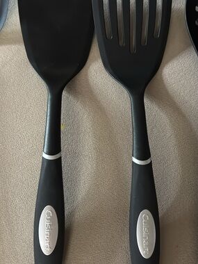 Cuisinart Black Nylon Slotted and Solid Spatula Set with Silver Accents